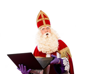 Wall Mural - Sinterklaas with laptop