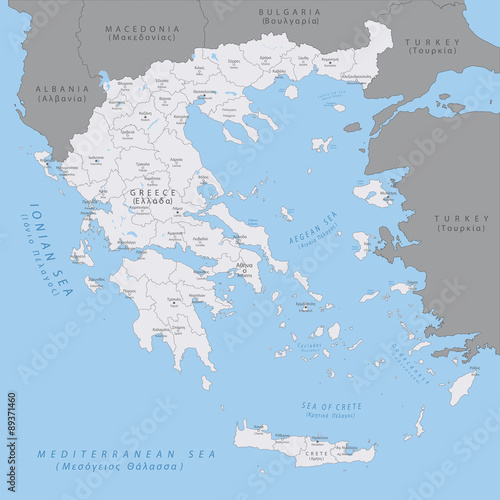Cuadros en Lienzo Highly detailed map of Greece, vector.