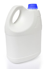 white gallon and blue color cap polyethylene on white background