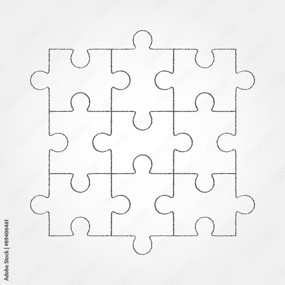 Jigsaw puzzle vector, nine pieces Stock Vector | Adobe Stock