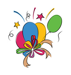 Sticker - Balloons Colored Sketchy Vector Icon
