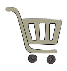 Canvas Print - Shopping Trolley Hand Drawn Colored Vector Icon
