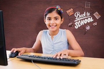 Poster - Composite image of school kid on computer