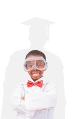 Sticker - Composite image of pupil dressed up as scientist