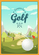 Golf Ball And A Beautiful landscape. Golf Club. Poster for sport