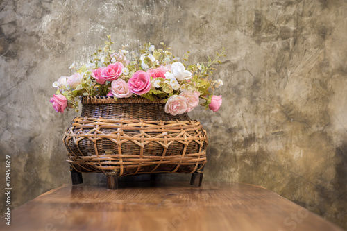 Dry flower in tall and transparent vase