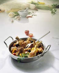 Wall Mural - Pollo alla cacciatora (chicken with vegetables and olives, Italy)