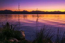 Beautifully Rich Coloured Sunset On A Winters Evening At Lake Moogerah In Queensland, Australia