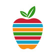 Apple with colored stripes logo