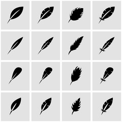 Sticker - Vector black feather icon set