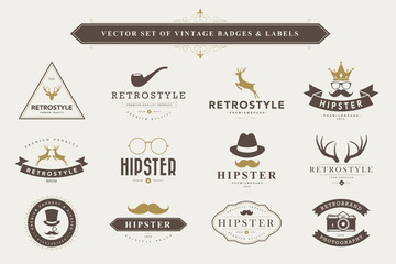 Wall Mural - Set of vintage badges and labels.