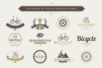 Wall Mural - set of vintage badges and labels.