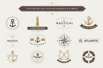 Wall Mural - set of vintage badges and labels.