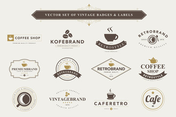 Wall Mural - set of vintage badges and labels.