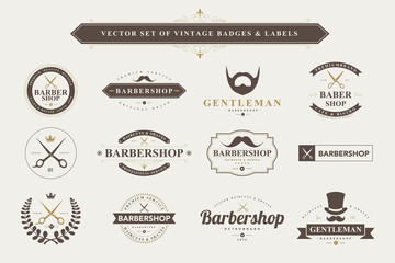Wall Mural - set of vintage badges and labels.