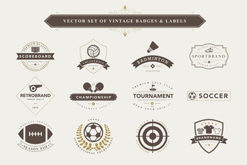 Wall Mural - set of vintage badges and labels.