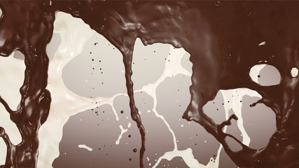 Wall Mural - Brown Chocolate and White Cream Milk Splashes