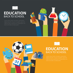 Wall Mural - education and back to school banner concept flat design
