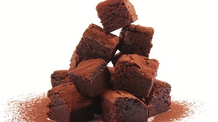 Wall Mural - Brownies dusted with cocoa powder