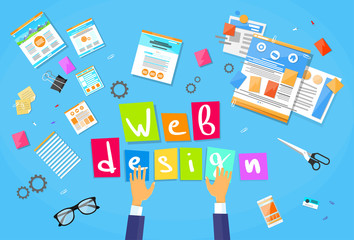 Wall Mural - web development create design site building businessman hands
