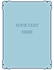 Wall Mural - Simple blue vector line border frame isolated illustration