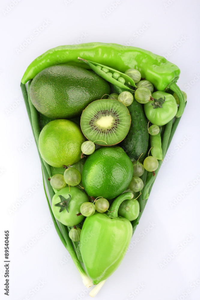 Fresh green food isolated on white