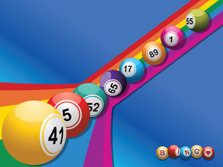 Poster - Bingo balls rolling down a curved rainbow