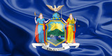Fototapeta Nowy Jork - Flags of the U.S. states: Waving Fabric Flag of New York