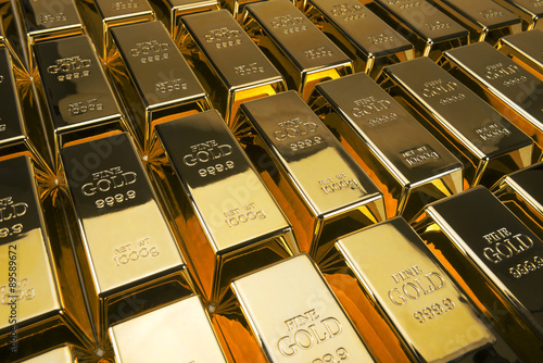 Fotografía Barras de oro y Concepto financiero, fotografías de estudio