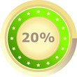Prozent Button dunkel grün auf weißem Hintergrund