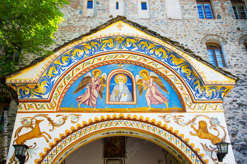 Fotografie, Obraz Wall painting at the entrance of Rila Monastery, Bulgaria