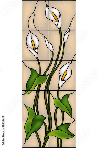 Tapeta ścienna na wymiar Callas. Vector illustration in Stained glass window