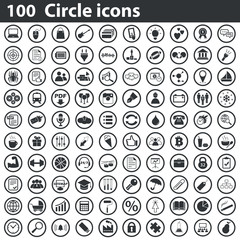 Poster - 100 circle icons set