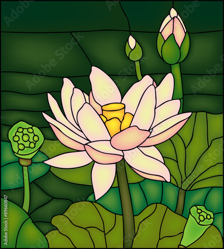 lily-lotus-ilustracja-wektorowa-w-witraz