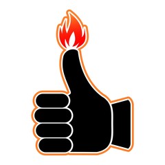 Sticker - Burning like thumbs up symbol on fire