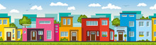 Modern Colorful Houses, Also Usable As A Continuous Background