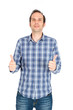 © chris_b_paris - Handsome man doing different expressions in different sets of clothes: thumbs up