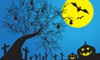 Happy halloween cartoon vector background illustration.