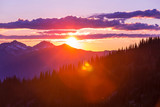Fototapeta Zachód słońca - Mountains sunset