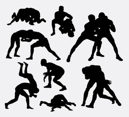 Poster - Wrestling sport silhouettes