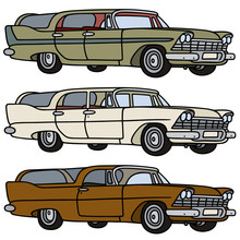 Classic Station Wagons / Hand Drawing, Vector Illustration
