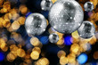 Disco ball and evening ornaments with lights
