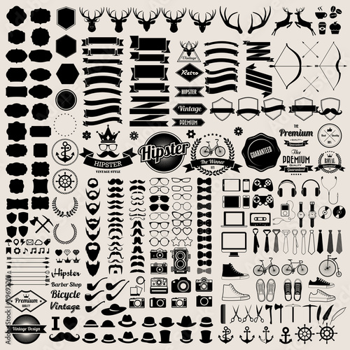 Fotografía Hipster style infographics elements and icons set for retro desi