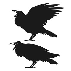 Wall Mural - black ravens set