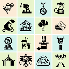 Sticker - Circus icons set black