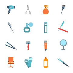 Sticker - Hairdresser icon set flat