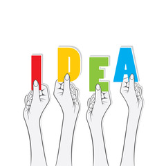 idea word hold in hand concept design vector