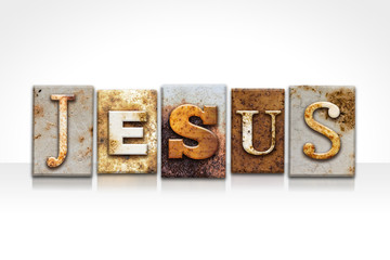Wall Mural - Jesus Letterpress Concept Isolated on White