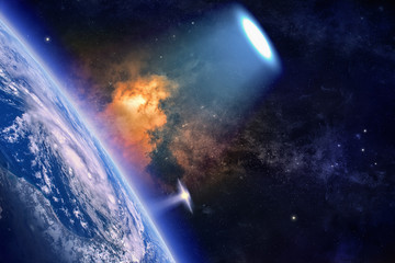 Wall Mural - ufo explores planet earth
