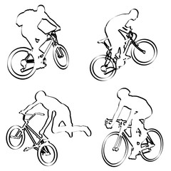 Poster - bicyclists outline - vector